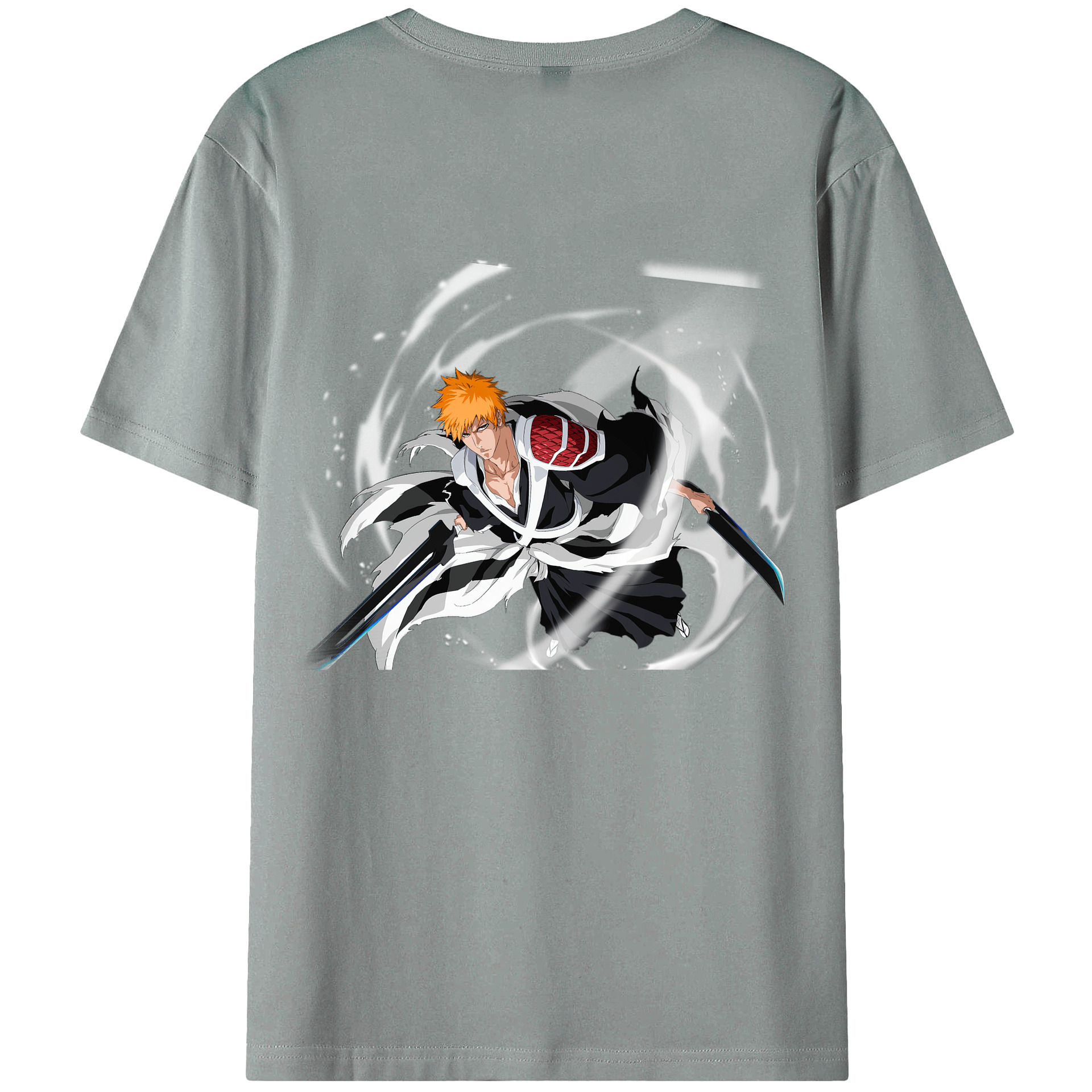 （画像用） ブリーチ 黒崎一護（くろさき いちご）BLEACH Kurosaki Ichigo 綿100％ メンズ半袖Tシャツ（バックプリント） 通気性